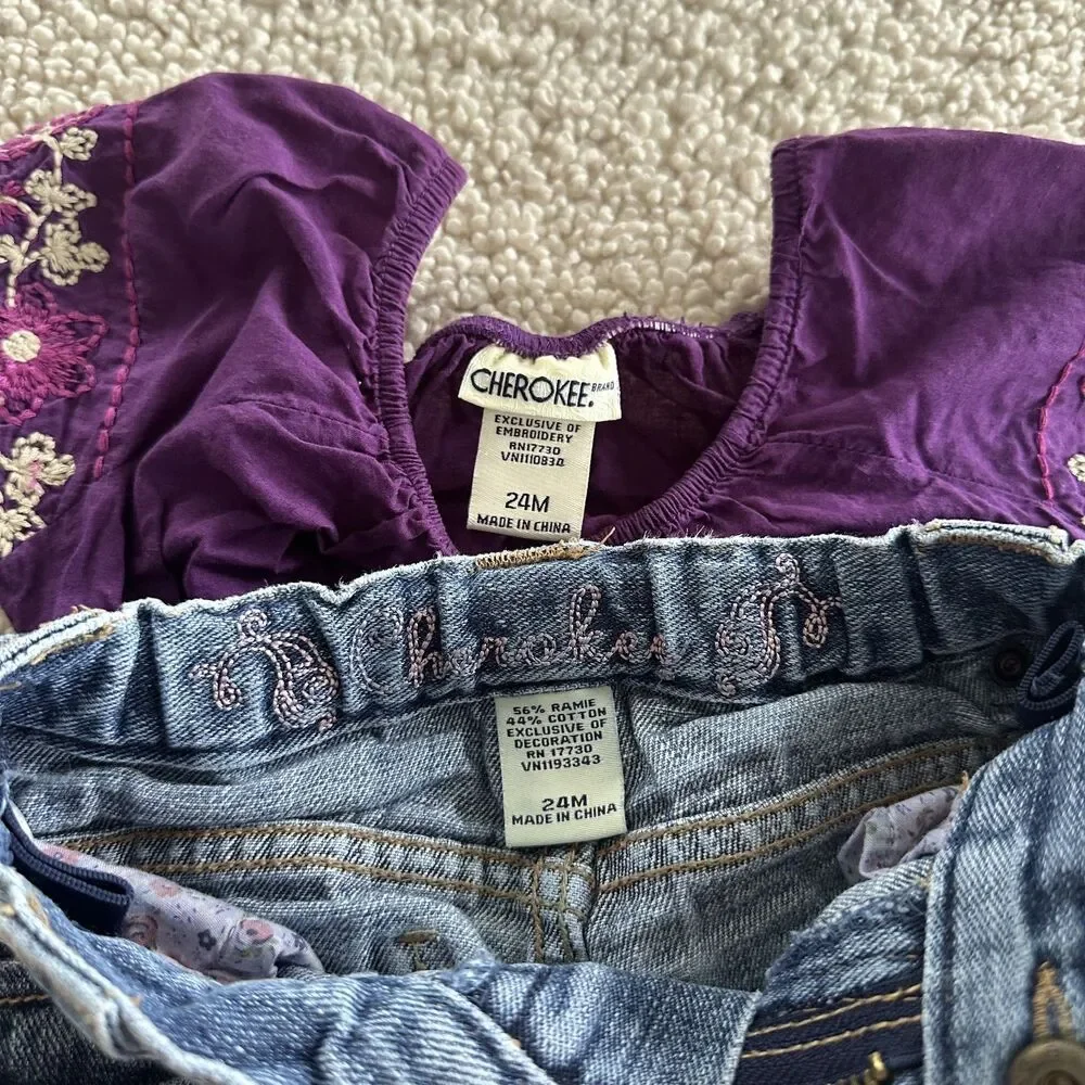 Vintage Cherokee Y2K Purple Outfit girl embroidered fairy 24 months VTG 90s